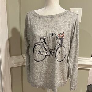 Joie Gray Sweater with Bicycle Print, EUC, L